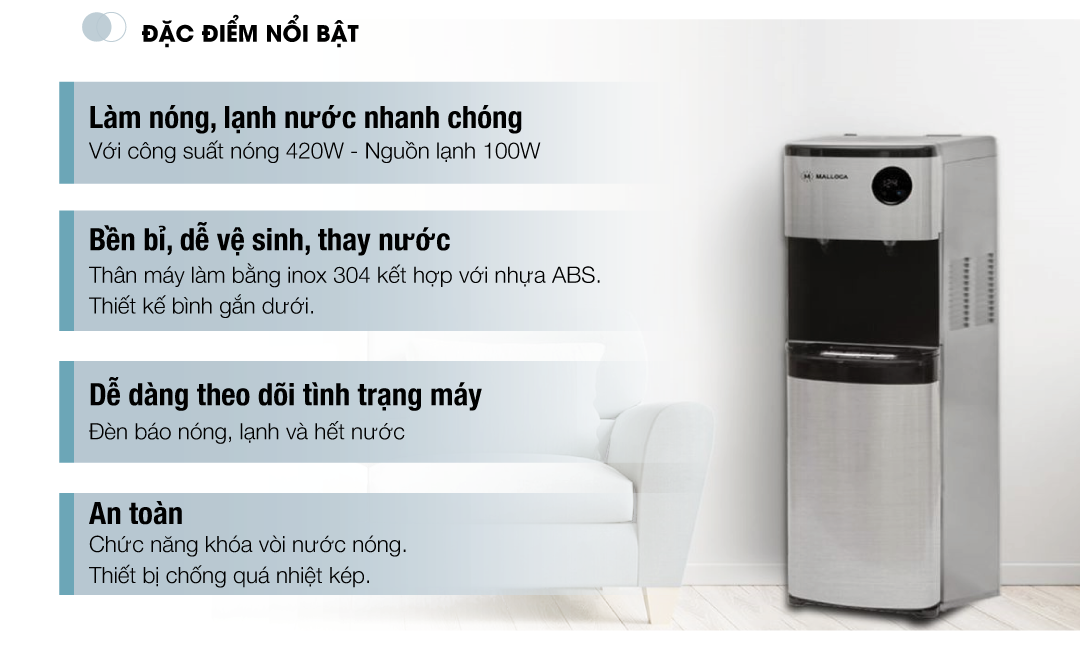 Thiết bị máy lọc nước nóng lạnh nhiều tiện ích